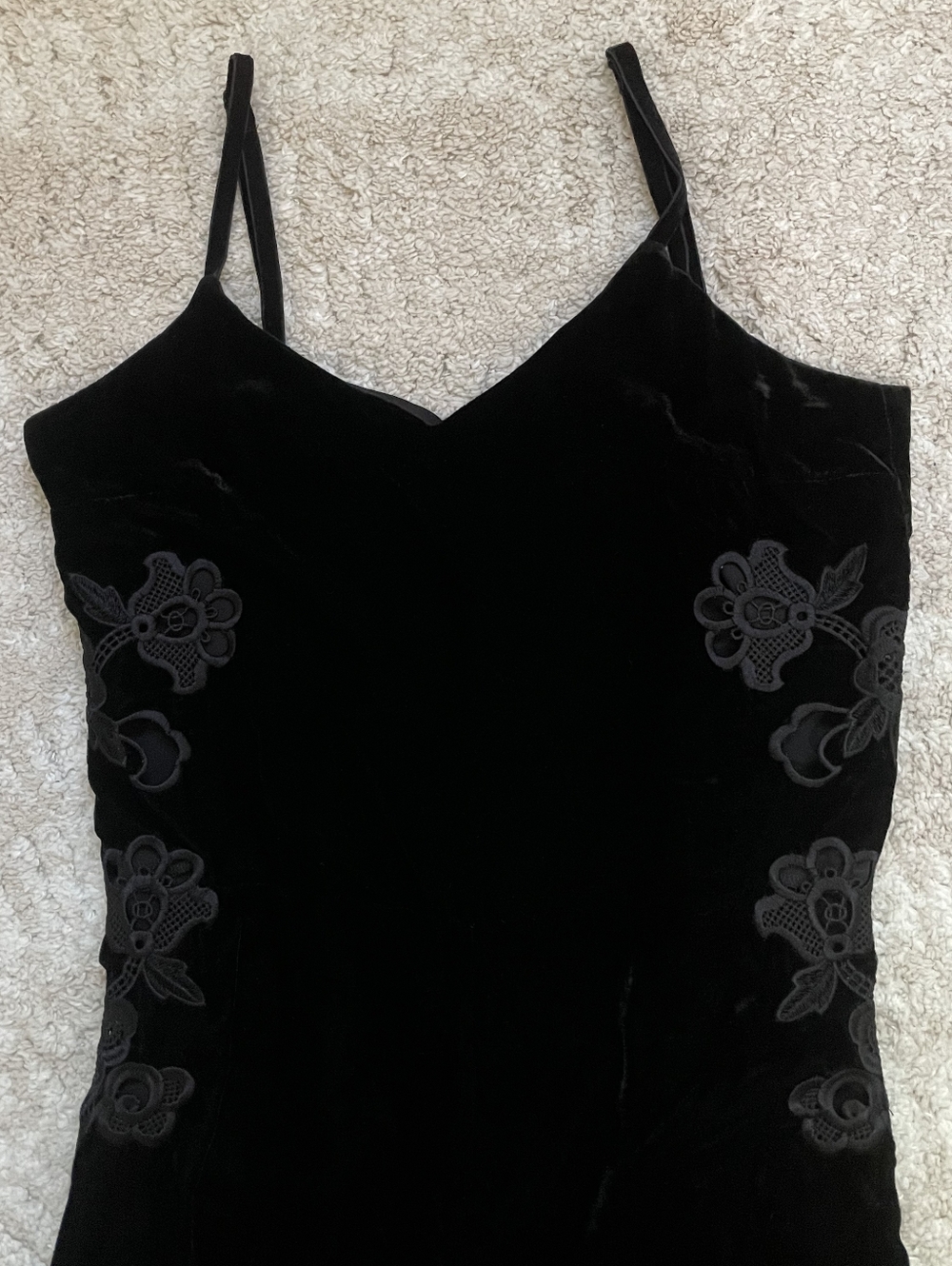 Sandro Black Velvet Sleeveless Jumpsuit with Floral Side Detail Size 6 - Picture 10 of 15